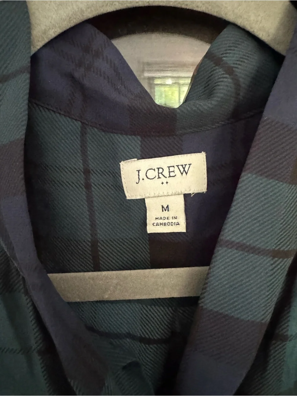 J. Crew Plaid Tie-Neck Blouse